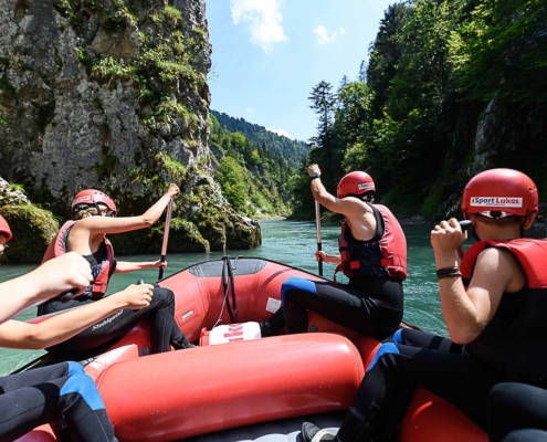 Sommer im Achental, Schlauchbootfahren auf der Tiroler Ache