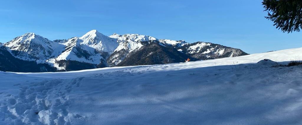 Blick auf Geigelstein im Winter
