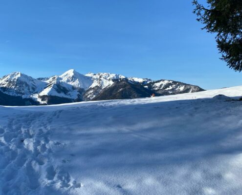 Blick auf Geigelstein im Winter