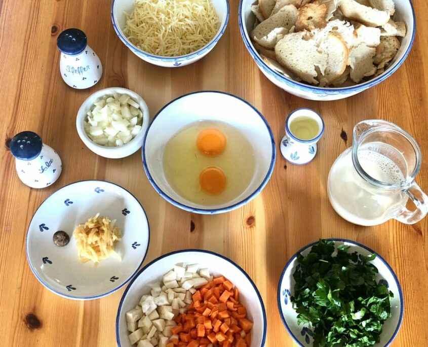 Kaspressknödel, alle Zutaten